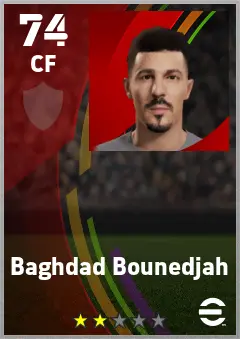 Baghdad Bounedjah eFootball 2026 player card — 74 OVR CF