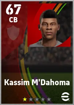 Kassim M Dahoma eFootball 2026 player card — 67 OVR CB