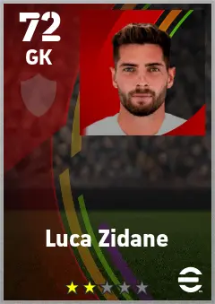 Luca Zidane eFootball 2026 player card — 72 OVR GK