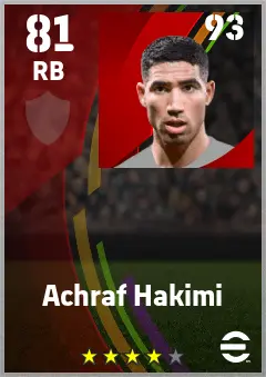 Achraf Hakimi eFootball 2026 player card — 81 OVR RB