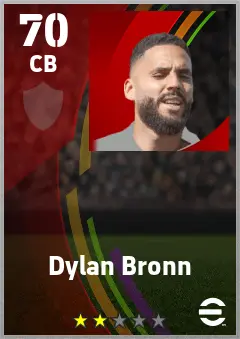 Dylan Bronn eFootball 2026 player card — 70 OVR CB