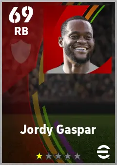 Jordy Gaspar eFootball 2026 player card — 69 OVR RB