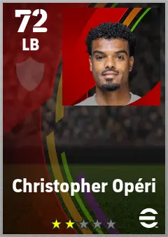 Christopher Operi eFootball 2026 player card — 72 OVR LB