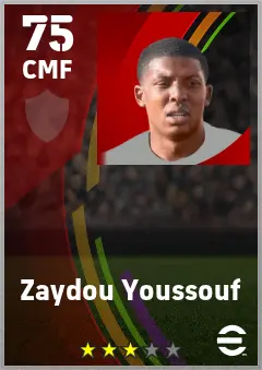 Zaydou Youssouf eFootball 2026 player card — 75 OVR CMF