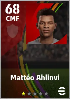 Matteo Ahlinvi eFootball 2026 player card — 68 OVR CMF