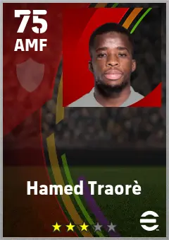 Hamed Traore eFootball 2026 player card — 75 OVR AMF
