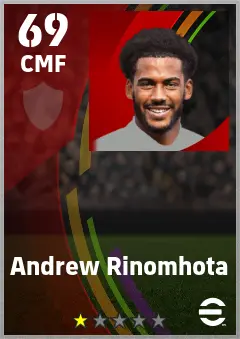Andrew Rinomhota eFootball 2026 player card — 69 OVR CMF
