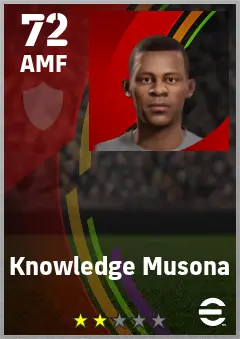 Knowledge Musona eFootball 2026 player card — 72 OVR AMF