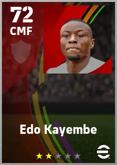 Edo Kayembe eFootball 2026 player card — 72 OVR CMF