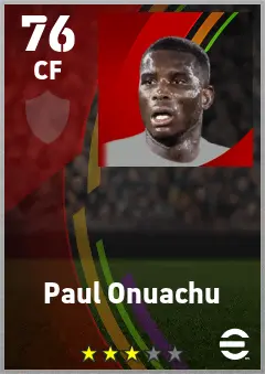 Paul Onuachu eFootball 2026 player card — 76 OVR CF