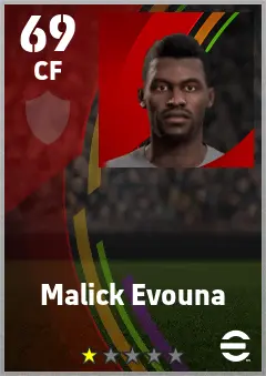 Malick Evouna eFootball 2026 player card — 69 OVR CF