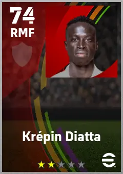 Krepin Diatta eFootball 2026 player card — 74 OVR RMF