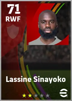 Lassine Sinayoko eFootball 2026 player card — 71 OVR RWF