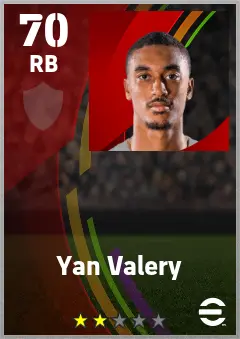 Yan Valery eFootball 2026 player card — 70 OVR RB