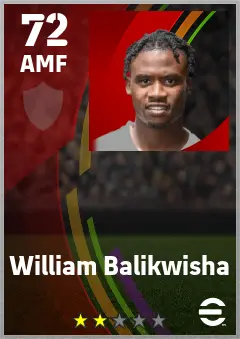 William Balikwisha eFootball 2026 player card — 72 OVR AMF
