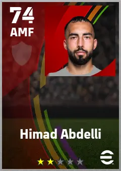 Himad Abdelli eFootball 2026 player card — 74 OVR AMF