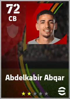 Abdelkabir Abqar eFootball 2026 player card — 72 OVR CB