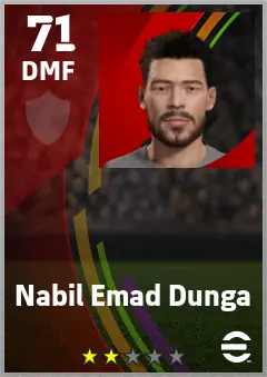 Nabil Emad Dunga eFootball 2026 player card — 71 OVR DMF