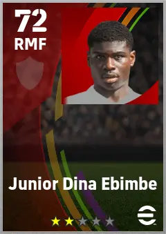 Junior Dina Ebimbe eFootball 2026 player card — 72 OVR RMF