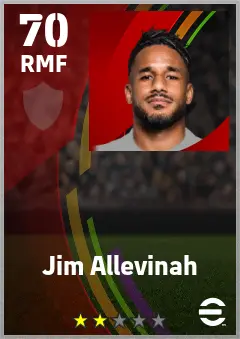 Jim Allevinah eFootball 2026 player card — 70 OVR RMF