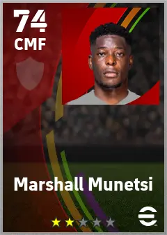 Marshall Munetsi eFootball 2026 player card — 74 OVR CMF