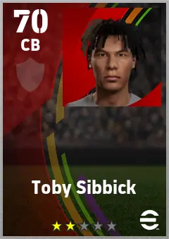 Toby Sibbick eFootball 2026 player card — 70 OVR CB