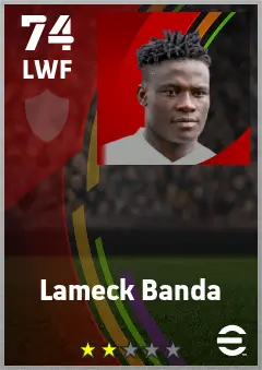 Lameck Banda eFootball 2026 player card — 74 OVR LWF