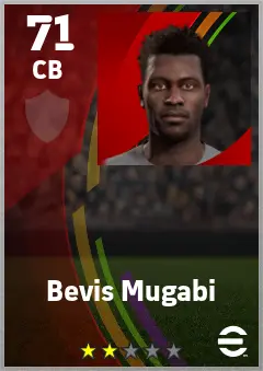 Bevis Mugabi eFootball 2026 player card — 71 OVR CB