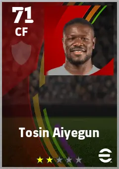 Tosin Aiyegun eFootball 2026 player card — 71 OVR CF