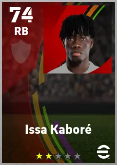 Issa Kabore eFootball 2026 player card — 74 OVR RB