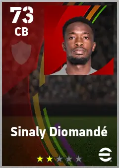 Sinaly Diomande eFootball 2026 player card — 73 OVR CB