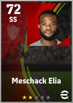 Meschack Elia eFootball 2026 player card — 72 OVR SS