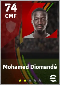 Mohamed Diomande eFootball 2026 player card — 74 OVR CMF