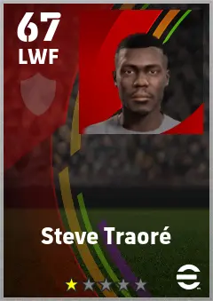 Steve Traore eFootball 2026 player card — 67 OVR LWF