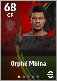 Orphe Mbina eFootball 2026 player card — 68 OVR CF