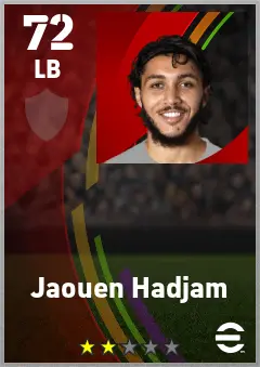 Jaouen Hadjam eFootball 2026 player card — 72 OVR LB