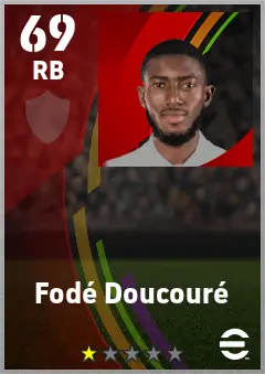 Fode Doucoure eFootball 2026 player card — 69 OVR RB
