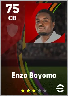 Enzo Boyomo eFootball 2026 player card — 75 OVR CB