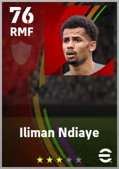 Iliman Ndiaye eFootball 2026 player card — 76 OVR RMF