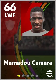 Mamadou Camara eFootball 2026 player card — 66 OVR LWF