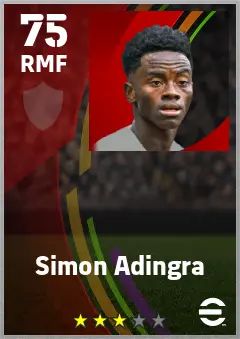 Simon Adingra eFootball 2026 player card — 75 OVR RMF
