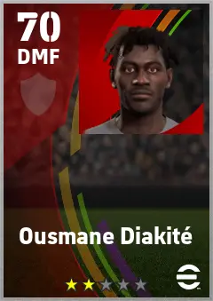 Ousmane Diakite eFootball 2026 player card — 70 OVR DMF