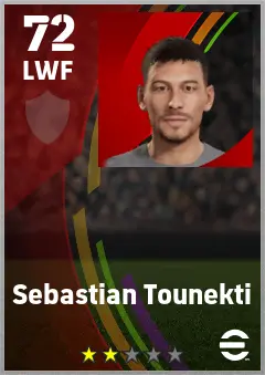 Sebastian Tounekti eFootball 2026 player card — 72 OVR LWF