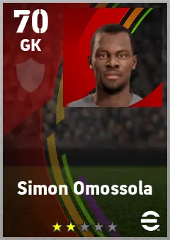 Simon Omossola eFootball 2026 player card — 70 OVR GK