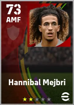 Hannibal Mejbri eFootball 2026 player card — 73 OVR AMF
