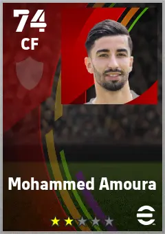 Mohammed Amoura eFootball 2026 player card — 74 OVR CF