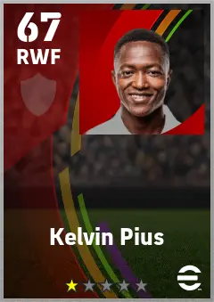 Kelvin Pius eFootball 2026 player card — 67 OVR RWF