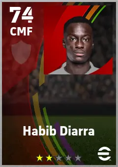 Habib Diarra eFootball 2026 player card — 74 OVR CMF