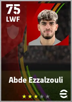 Abde Ezzalzouli eFootball 2026 player card — 75 OVR LWF