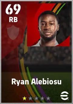 Ryan Alebiosu eFootball 2026 player card — 69 OVR RB